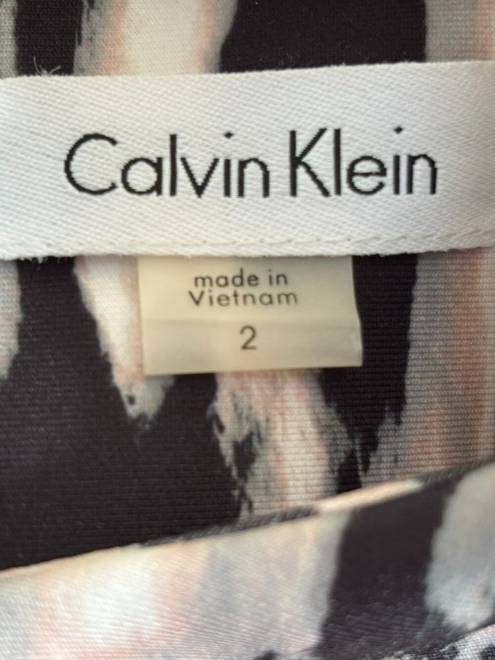 Calvin Klein Brown and Cream Scuba Knit Sleeveless Animal Print Sheath Dress 2 - Picture 7 of 8